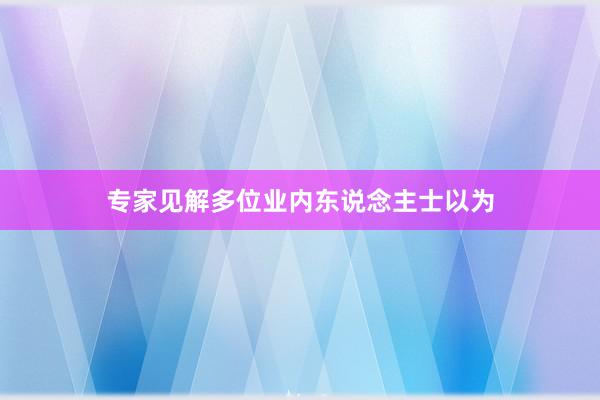 专家见解多位业内东说念主士以为