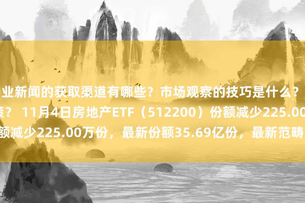 行业新闻的获取渠道有哪些？市场观察的技巧是什么？专家见解如何影响决策？ 11月4日房地产ETF（512200）份额减少225.00万份，最新份额35.69亿份，最新范畴58.74亿元