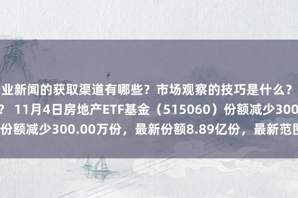 行业新闻的获取渠道有哪些？市场观察的技巧是什么？专家见解如何影响决策？ 11月4日房地产ETF基金（515060）份额减少300.00万份，最新份额8.89亿份，最新范围6.94亿元