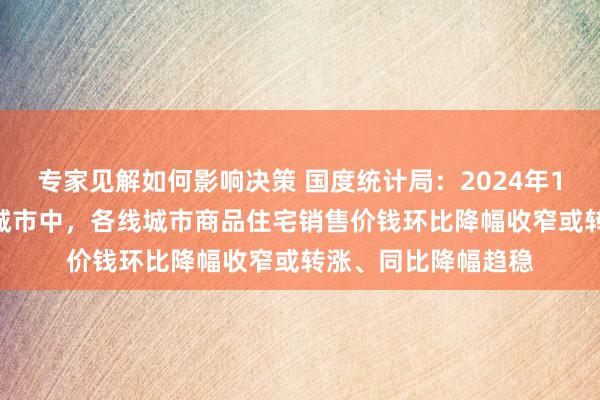 专家见解如何影响决策 国度统计局：2024年10月份，70个大中城市中，各线城市商品住宅销售价钱环比降幅收窄或转涨、同比降幅趋稳