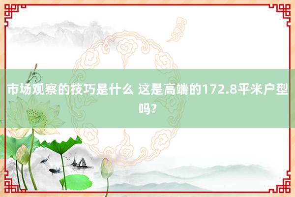 市场观察的技巧是什么 这是高端的172.8平米户型吗?