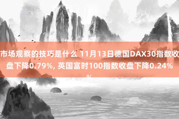 市场观察的技巧是什么 11月13日德国DAX30指数收盘下降0.79%, 英国富时100指数收盘下降0.24%