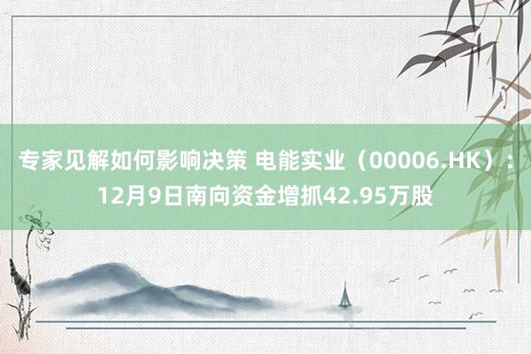 专家见解如何影响决策 电能实业（00006.HK）：12月9日南向资金增抓42.95万股