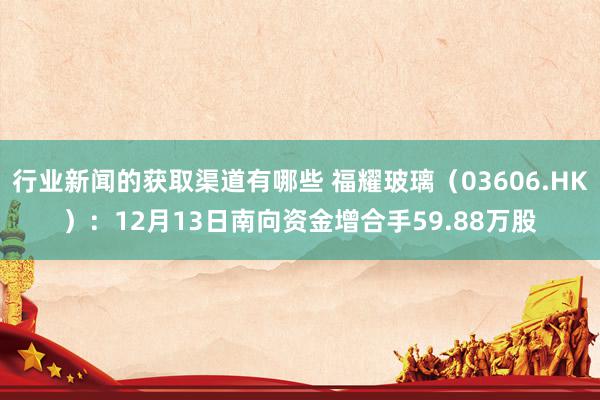 行业新闻的获取渠道有哪些 福耀玻璃（03606.HK）：12月13日南向资金增合手59.88万股