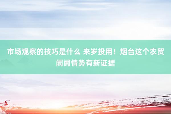 市场观察的技巧是什么 来岁投用！烟台这个农贸阛阓情势有新证据