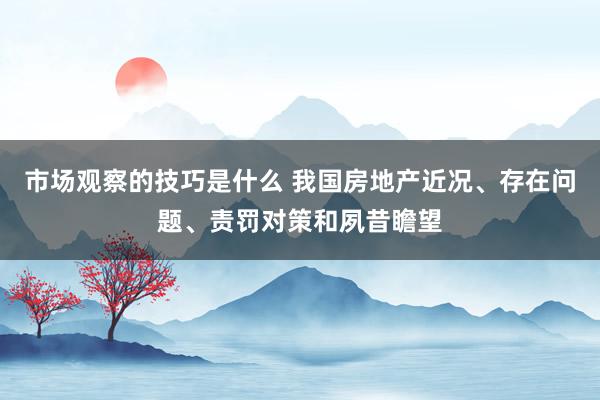 市场观察的技巧是什么 我国房地产近况、存在问题、责罚对策和夙昔瞻望