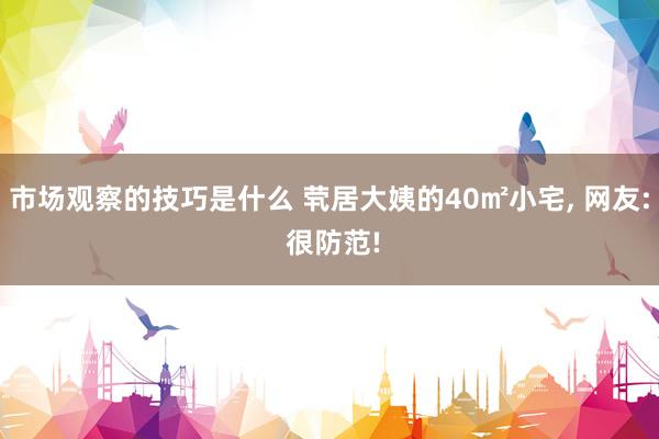 市场观察的技巧是什么 茕居大姨的40㎡小宅, 网友: 很防范!