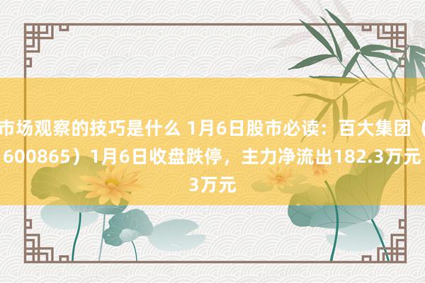 市场观察的技巧是什么 1月6日股市必读：百大集团（600865）1月6日收盘跌停，主力净流出182.3万元