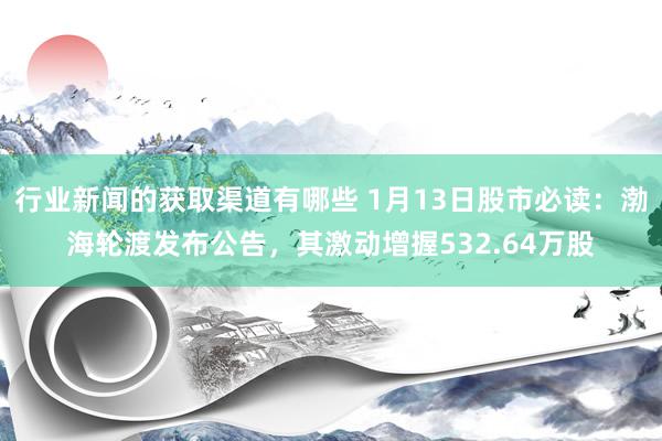 行业新闻的获取渠道有哪些 1月13日股市必读：渤海轮渡发布公告，其激动增握532.64万股