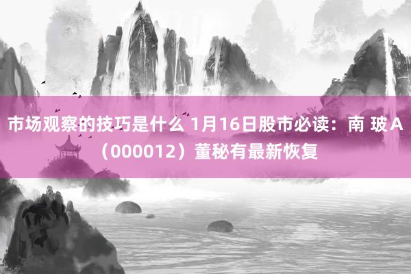 市场观察的技巧是什么 1月16日股市必读：南 玻Ａ（000012）董秘有最新恢复