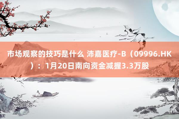 市场观察的技巧是什么 沛嘉医疗-B（09996.HK）：1月20日南向资金减握3.3万股