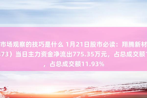 市场观察的技巧是什么 1月21日股市必读：翔腾新材（001373）当日主力资金净流出775.35万元，占总成交额11.93%