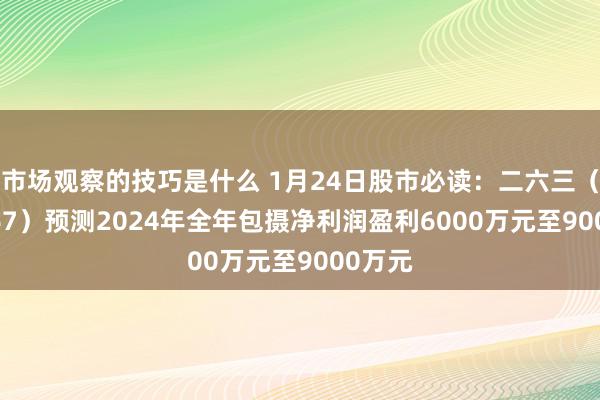 市场观察的技巧是什么 1月24日股市必读：二六三（002467）预测2024年全年包摄净利润盈利6000万元至9000万元