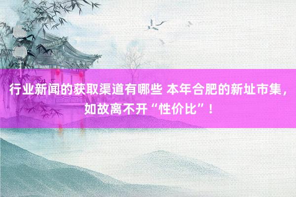 行业新闻的获取渠道有哪些 本年合肥的新址市集，如故离不开“性价比”！