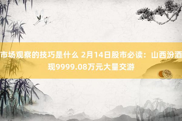 市场观察的技巧是什么 2月14日股市必读：山西汾酒现9999.08万元大量交游