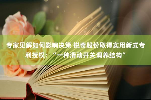 专家见解如何影响决策 锐奇股份取得实用新式专利授权：“一种滑动开关调养结构”