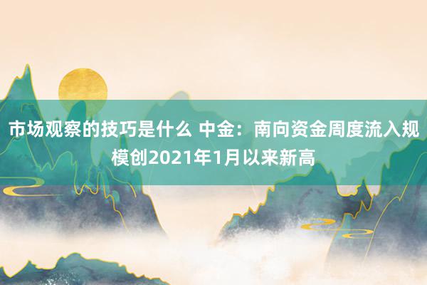 市场观察的技巧是什么 中金：南向资金周度流入规模创2021年1月以来新高