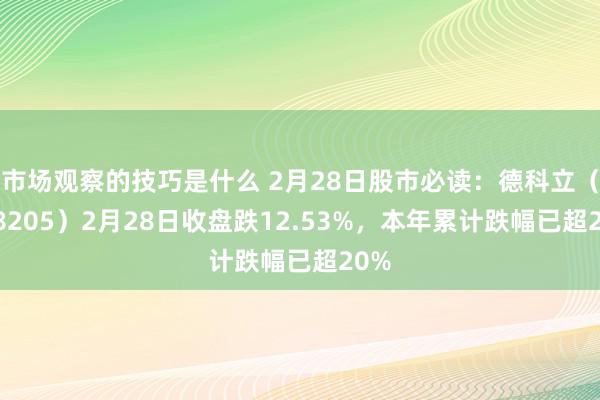 市场观察的技巧是什么 2月28日股市必读：德科立（688205）2月28日收盘跌12.53%，本年累计跌幅已超20%