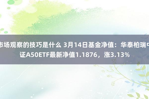 市场观察的技巧是什么 3月14日基金净值：华泰柏瑞中证A50ETF最新净值1.1876，涨3.13%