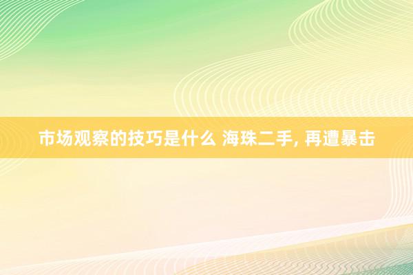 市场观察的技巧是什么 海珠二手, 再遭暴击